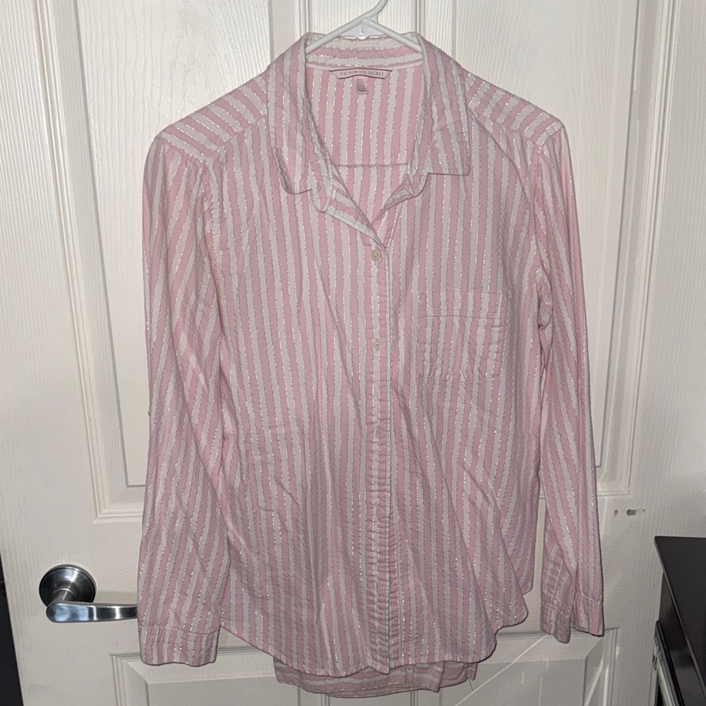 Victoria Secret Pink and White Striped Pajama Set